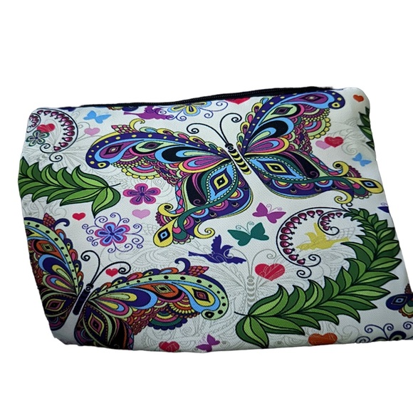 Colorful Butterfly Patterned Makeup Clutch Zipper Bag - Picture 3 of 5
